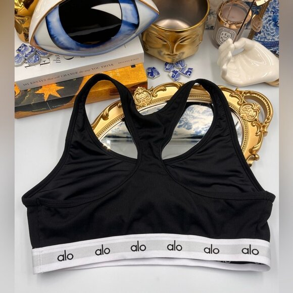 🆕 ALO YOGA 🧿 BNWOT Icon Ribbed Henley Sports Bra + Icon Thong Bundle - Size L - Picture 10 of 14